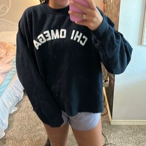navy chi omega cropped sweatshirt